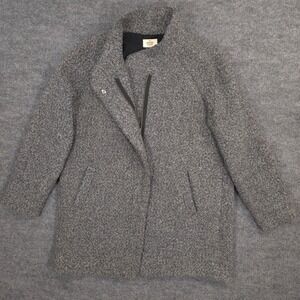 Marine Layer Jacket Womens XL Gray Boucle Cocoon Coat Asymmetrical Full Zip Snap